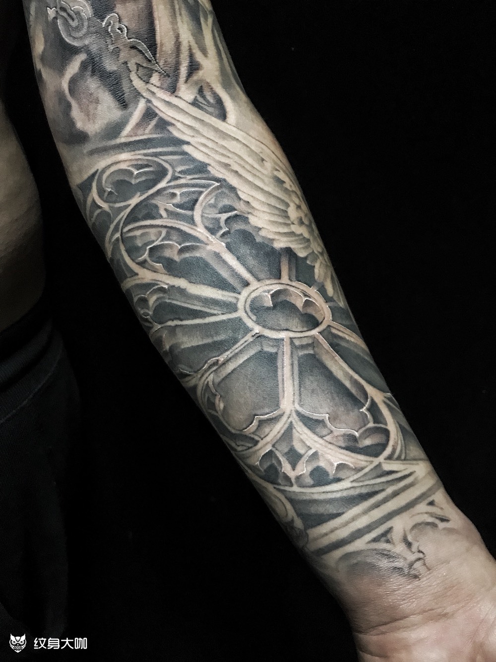 天使雕塑窗花_纹身图案手稿图片_大圣的纹身作品集