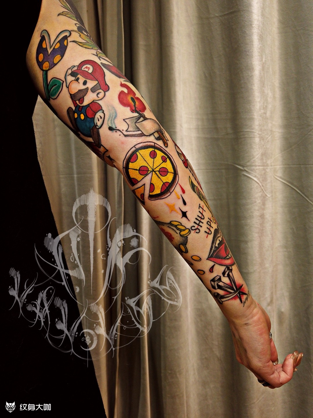 school花臂_纹身图案手稿图片_张梦杰的纹身作品集