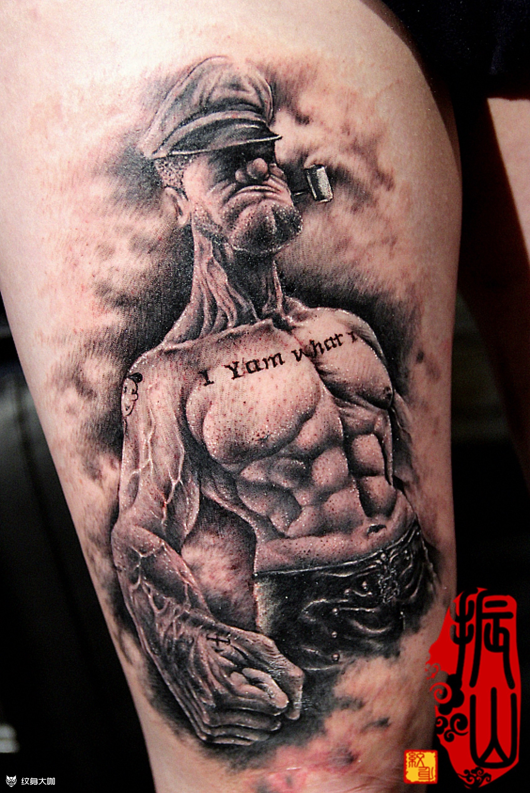 欧美风 大力水手_纹身图案手稿图片_张振山的纹身作品集