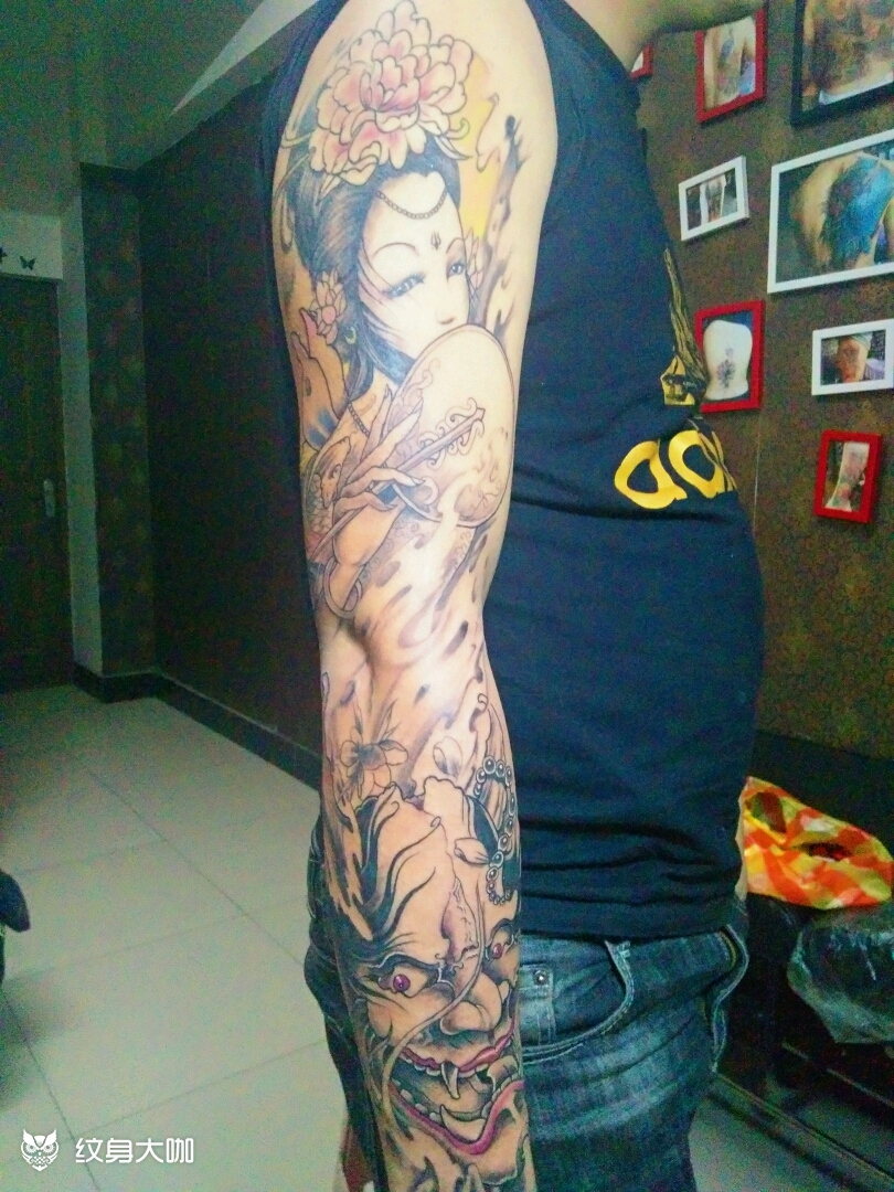 艺妓般诺花臂_纹身图案手稿图片_胡波敏的纹身作品集