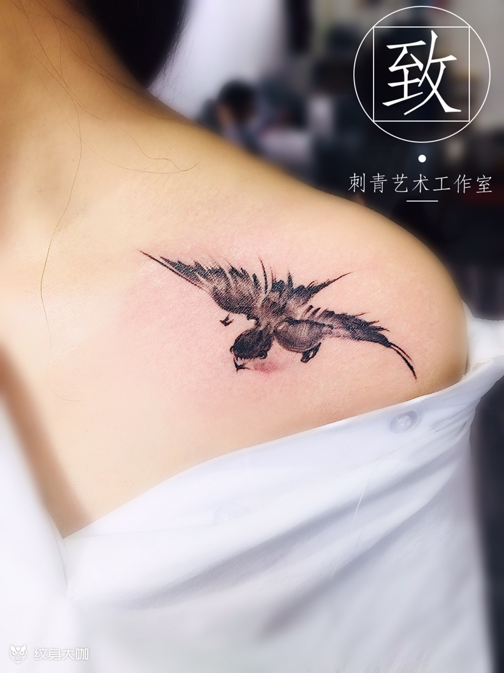 水墨燕子_纹身图案手稿图片_冯少华的纹身作品集