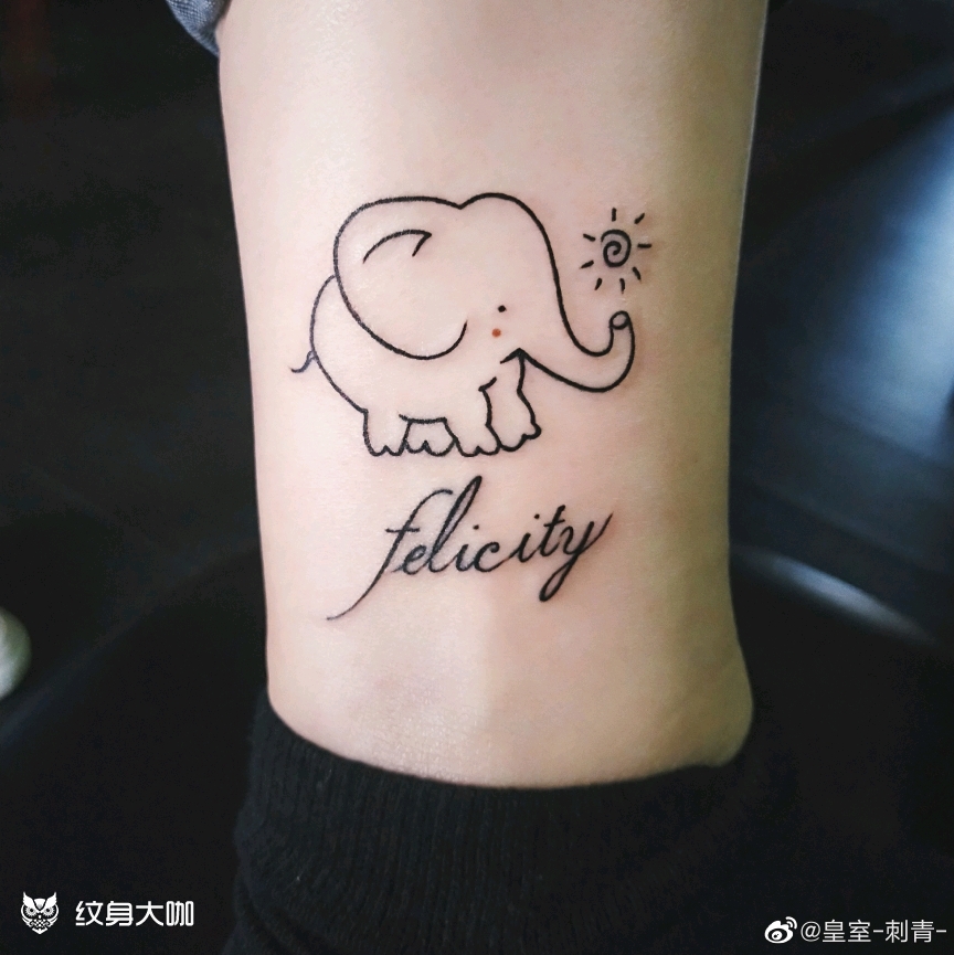 清新小象_纹身图案手稿图片_大江的纹身作品集
