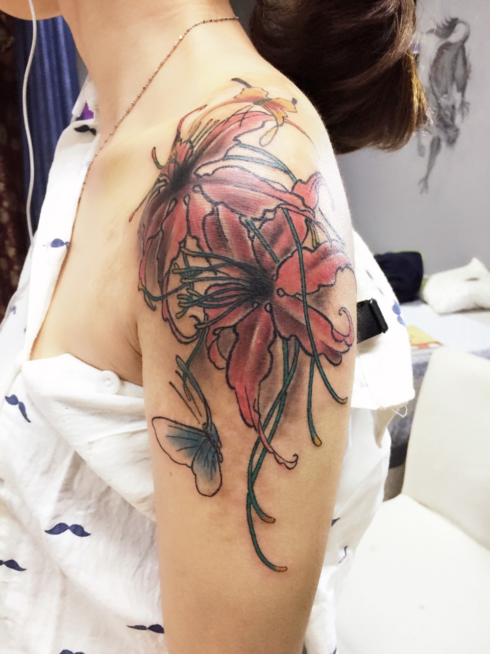 彼岸花遮盖胎记_纹身图案手稿图片_张倪林的纹身作品集