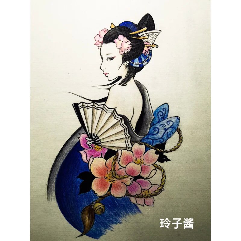 歌妓_纹身图案手稿图片_ 玲子 酱的纹身作品集