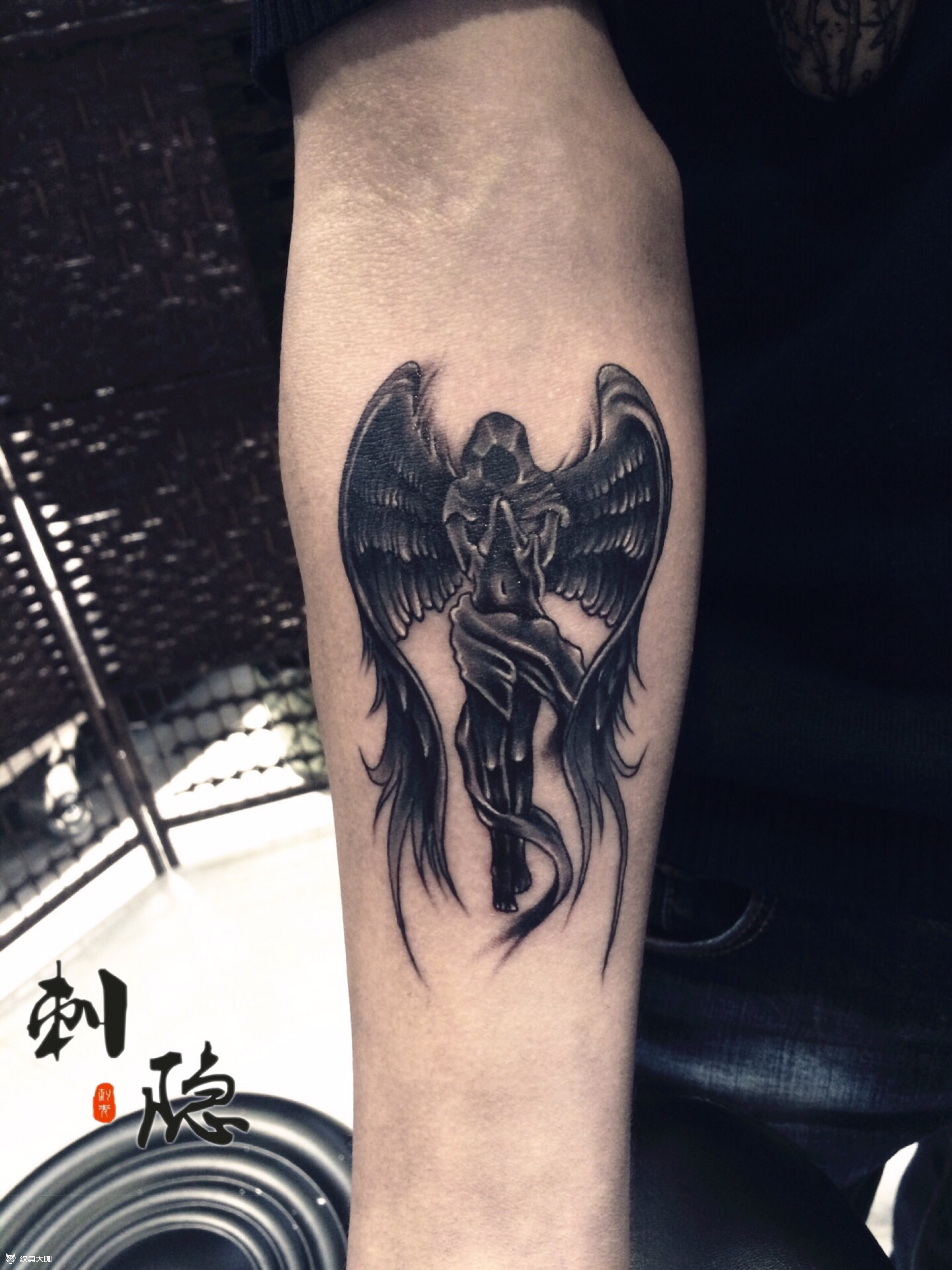 堕天使_纹身图案手稿图片_皮皮的纹身作品集