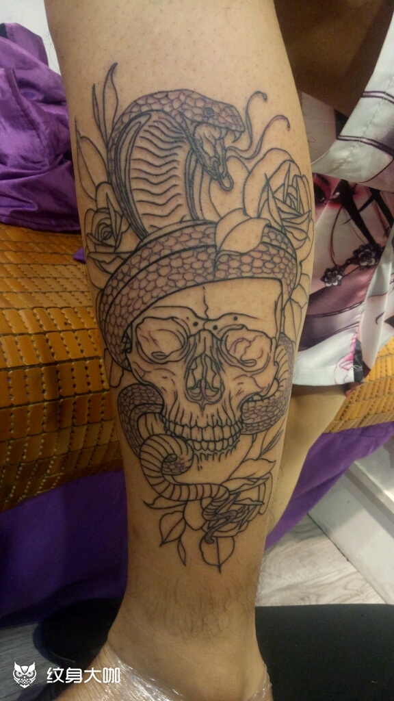 骷髅配眼镜蛇待续_纹身图案手稿图片_聚龙堂阿烛的纹身作品集
