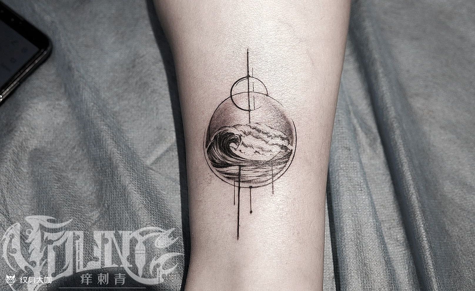 海浪98_纹身图案手稿图片_张文欢的纹身作品集