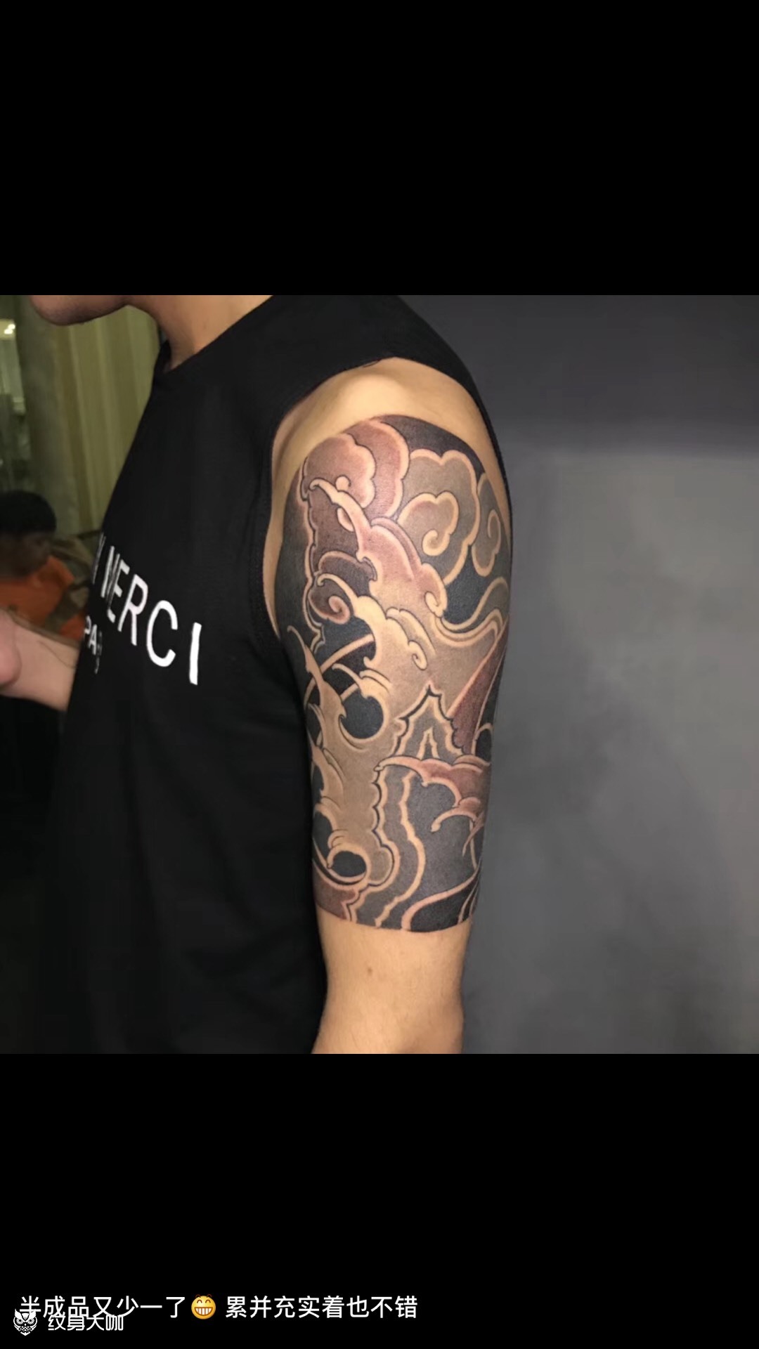 老传统黑灰半臂_纹身图案手稿图片_张龙的纹身作品集