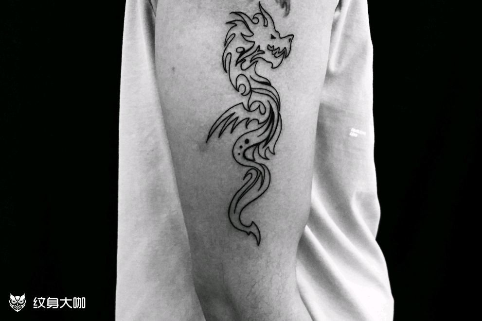 线条 龙_纹身图案手稿图片_鹤无双的纹身作品集
