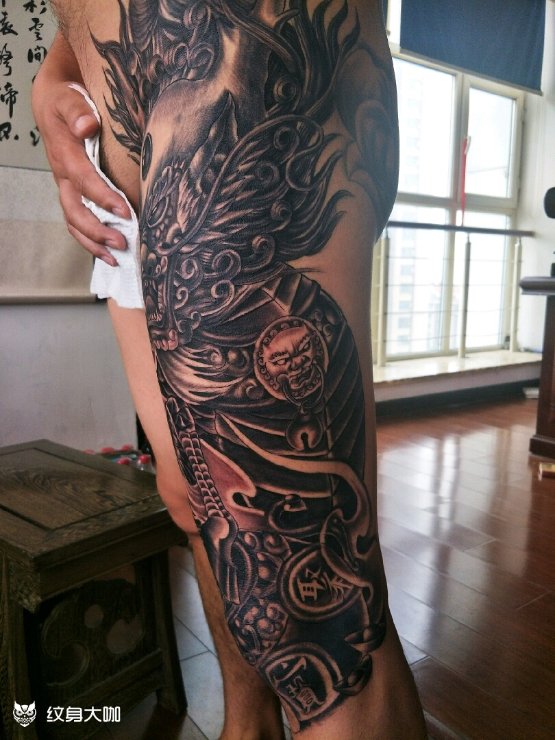 麒麟踏淘宝_纹身图案手稿图片_宋涛的纹身作品集