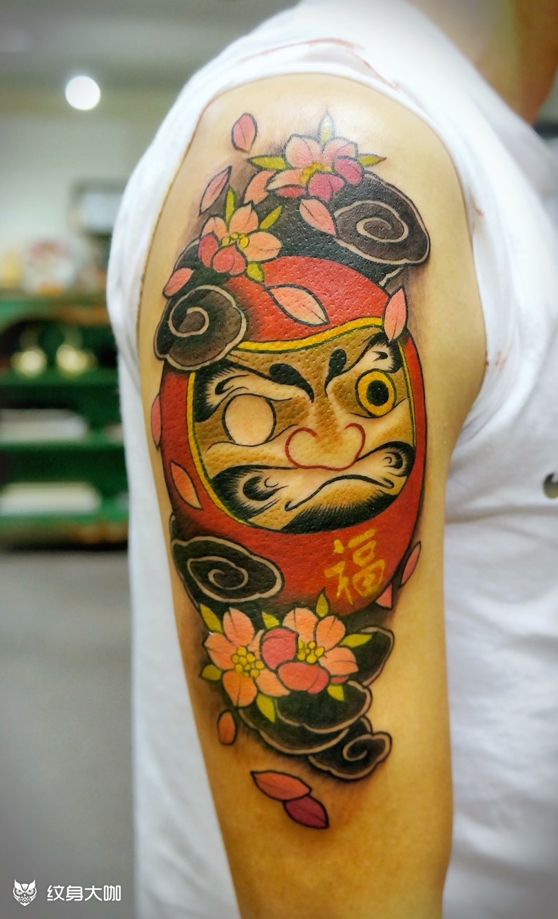 达摩不倒翁_纹身图案手稿图片_潘阳的纹身作品集