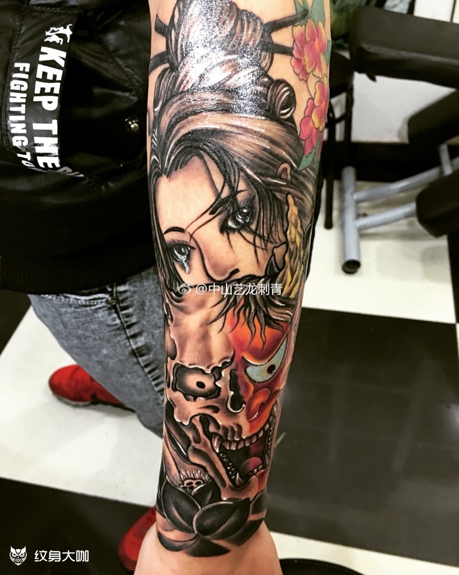小臂艺妓般若_纹身图案手稿图片_雕彬的纹身作品集