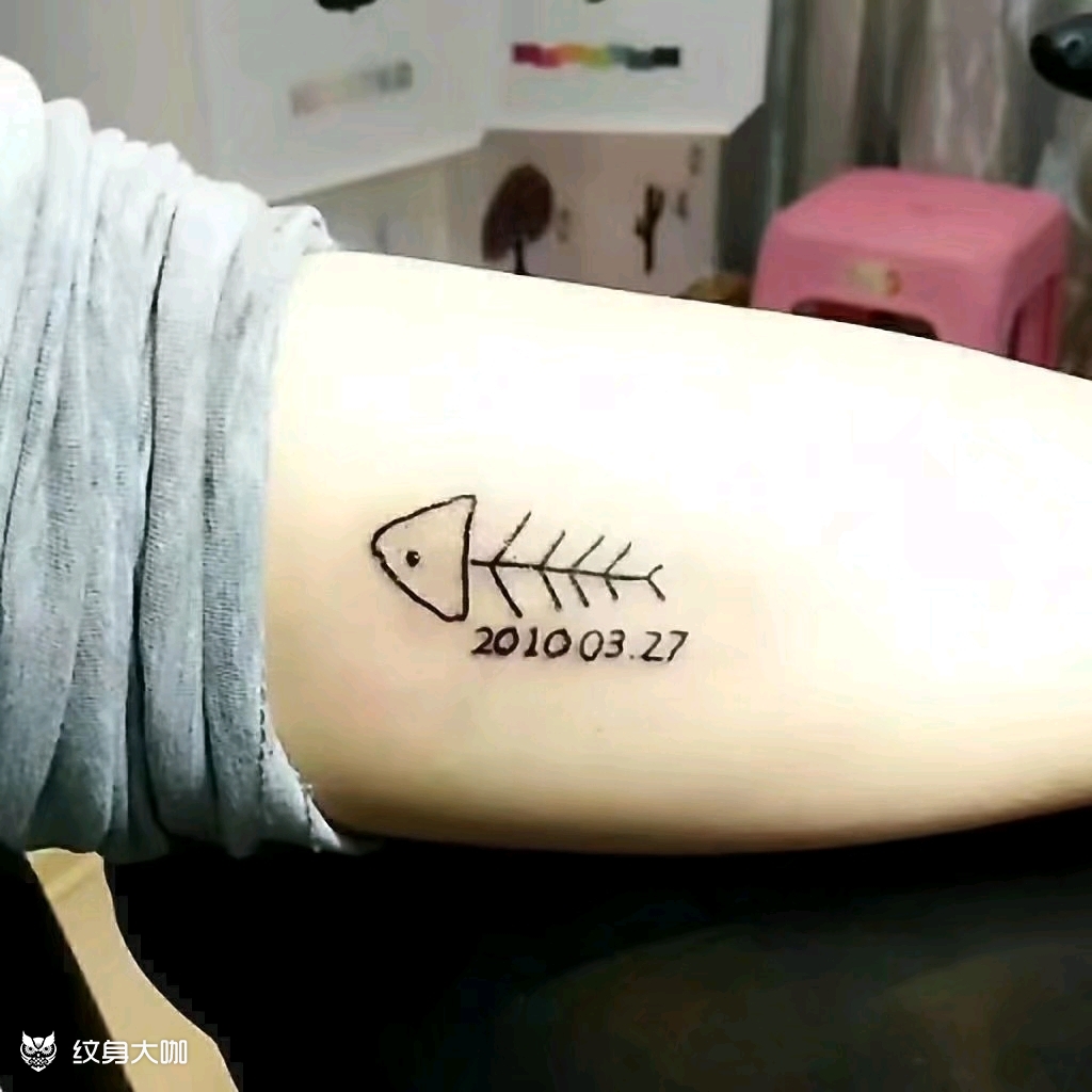 鱼骨头_纹身图案手稿图片_老猫的纹身作品集