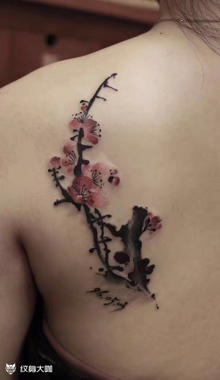梅花_纹身图案手稿图片_陈良冰的纹身作品集