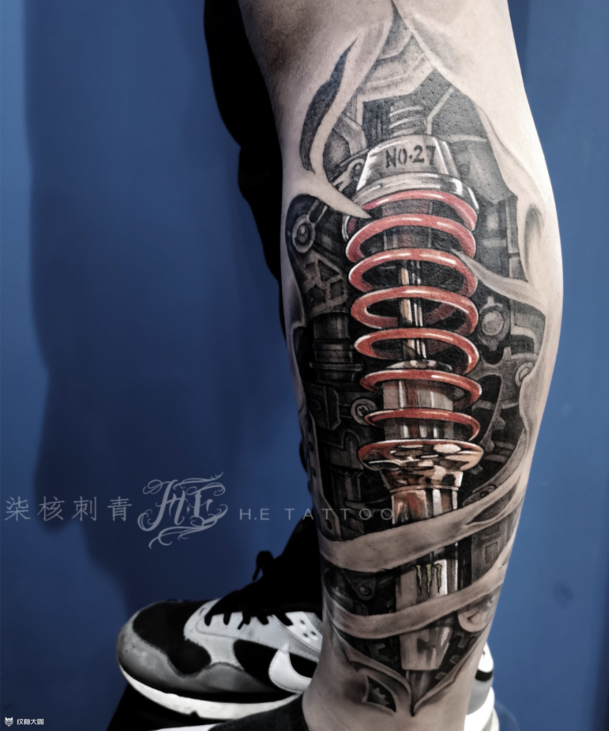 小腿悬挂,避震器_纹身图案手稿图片_石宇诚的纹身作品集