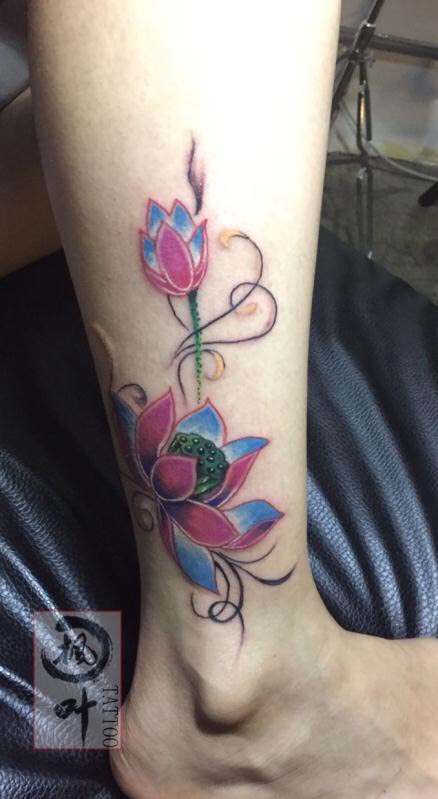 荷花_纹身图案手稿图片_周桂辉的纹身作品集