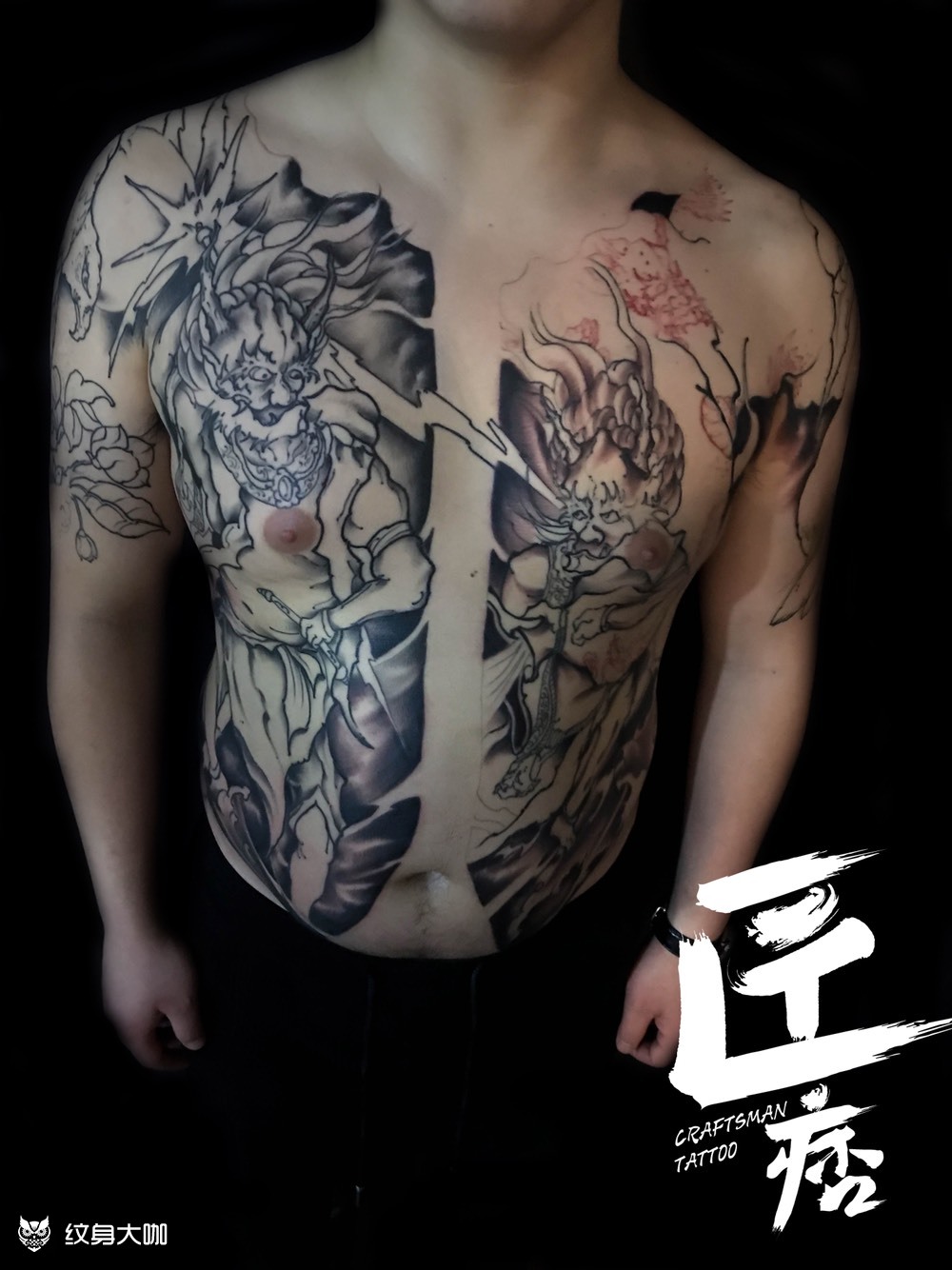 风神雷神全甲_纹身图案手稿图片_怀宇的纹身作品集