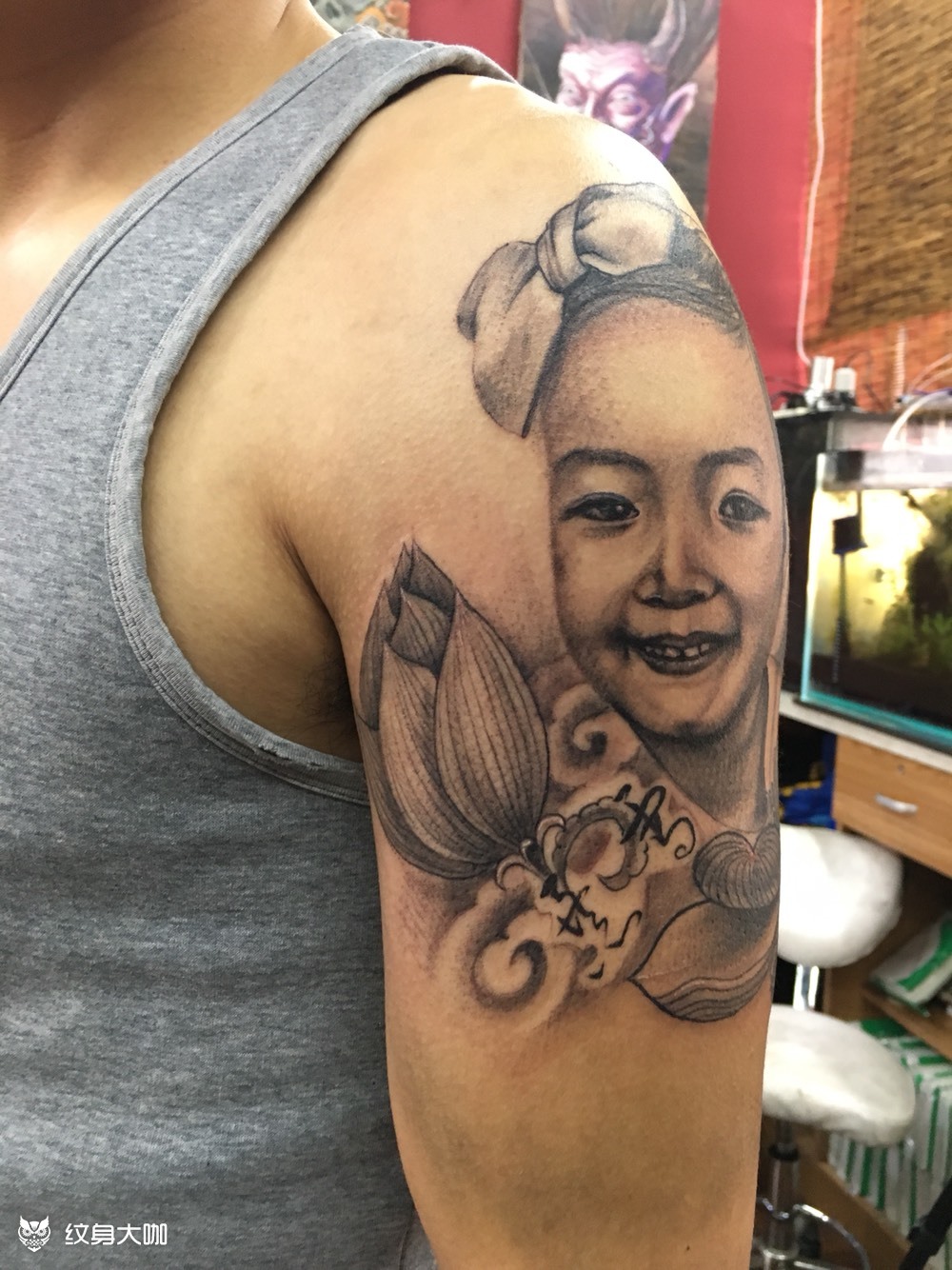 女儿肖像_纹身图案手稿图片_蓝的纹身作品集