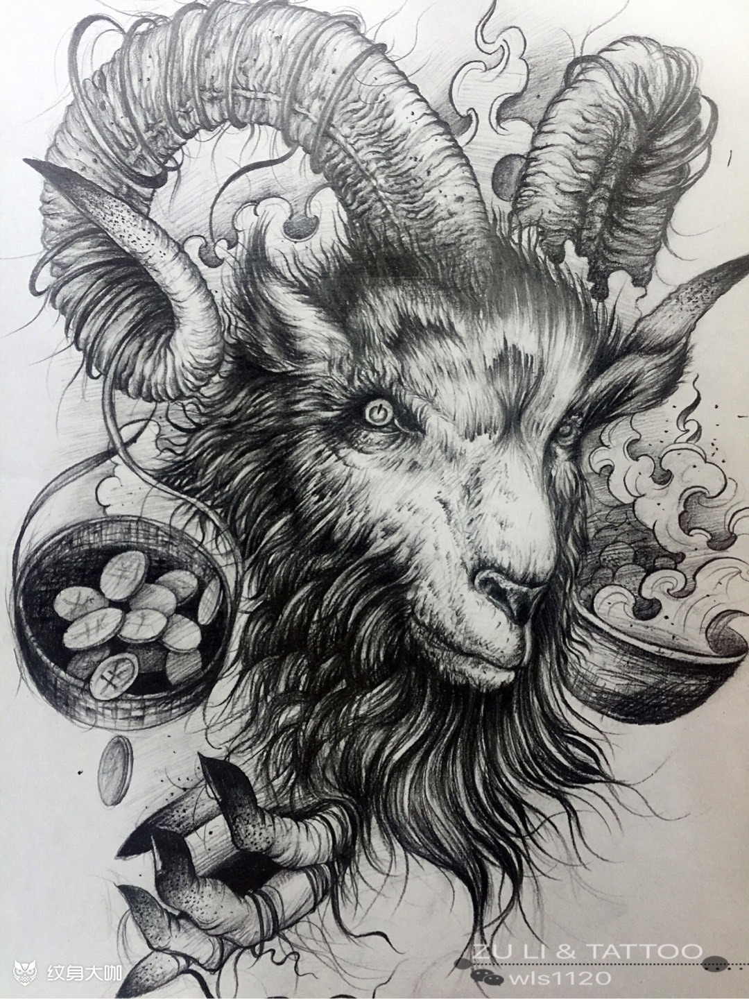 喜羊羊_纹身图案手稿图片_-连帅-的纹身作品集