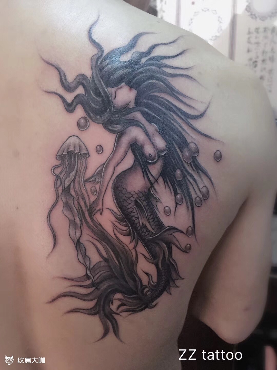 小美人鱼_纹身图案手稿图片_柱子的纹身作品集