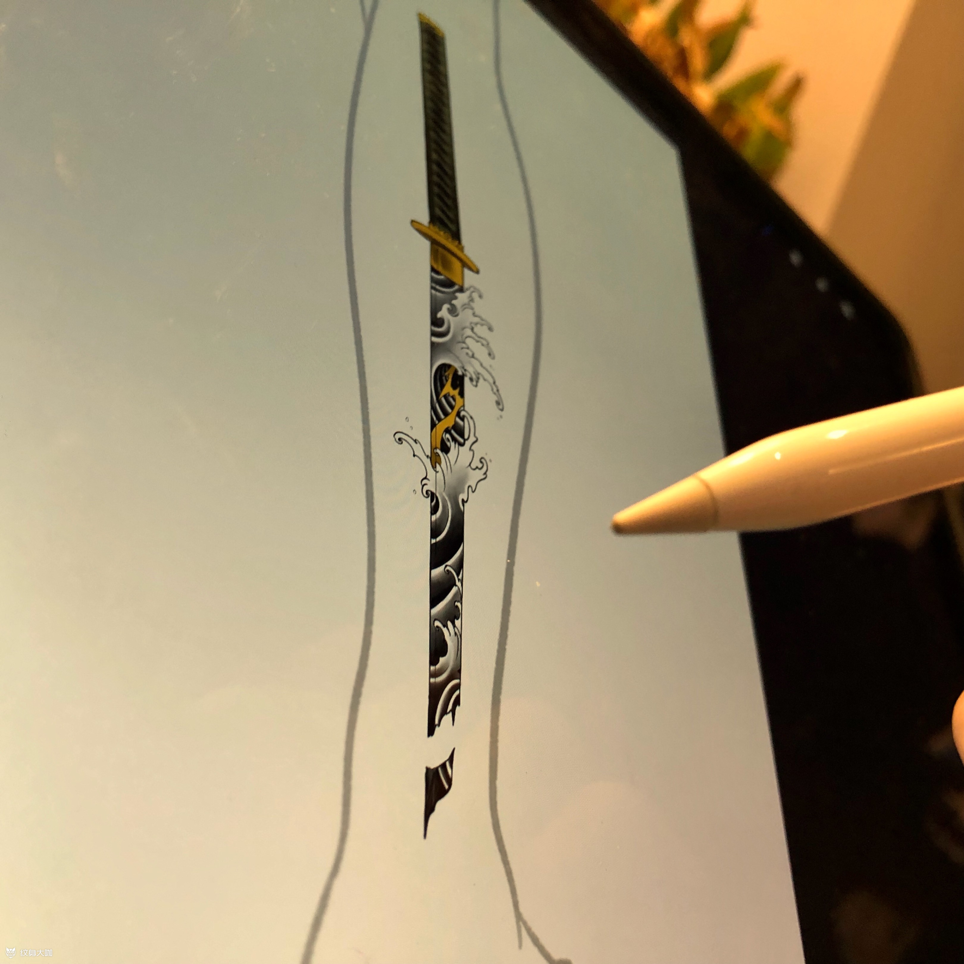 武士刀_纹身图案手稿图片_沨间的纹身作品集