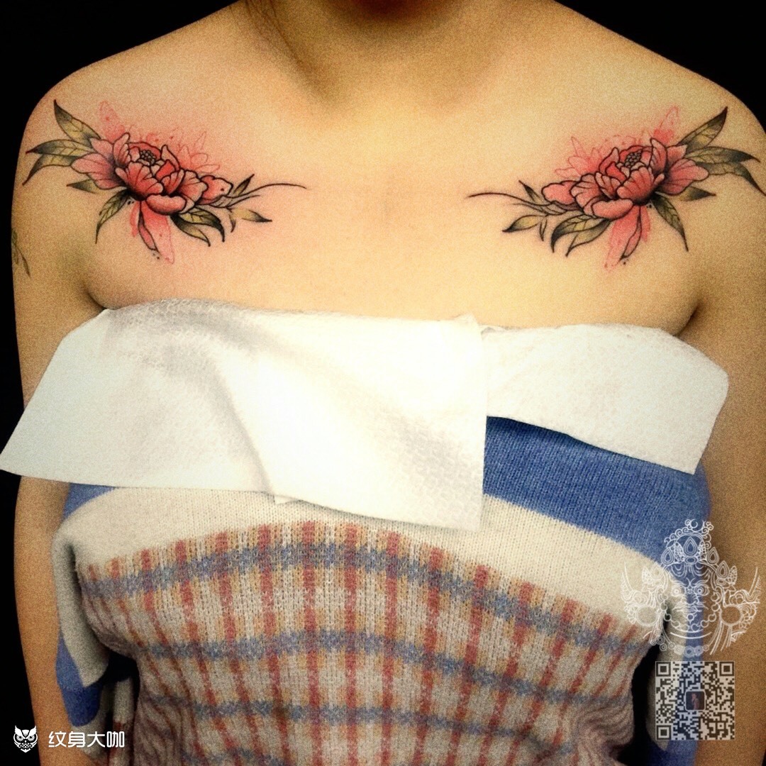 小清新,胸花完成_纹身图案手稿图片_纹杰的纹身作品集