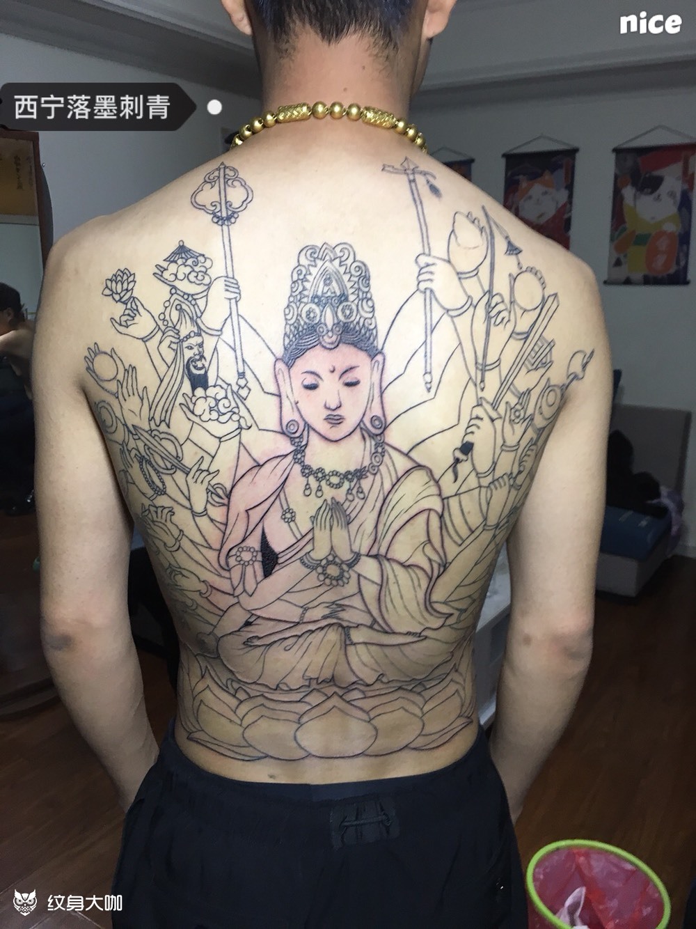 千手观音线条完成_纹身图案手稿图片_刘文鑫的纹身作品集