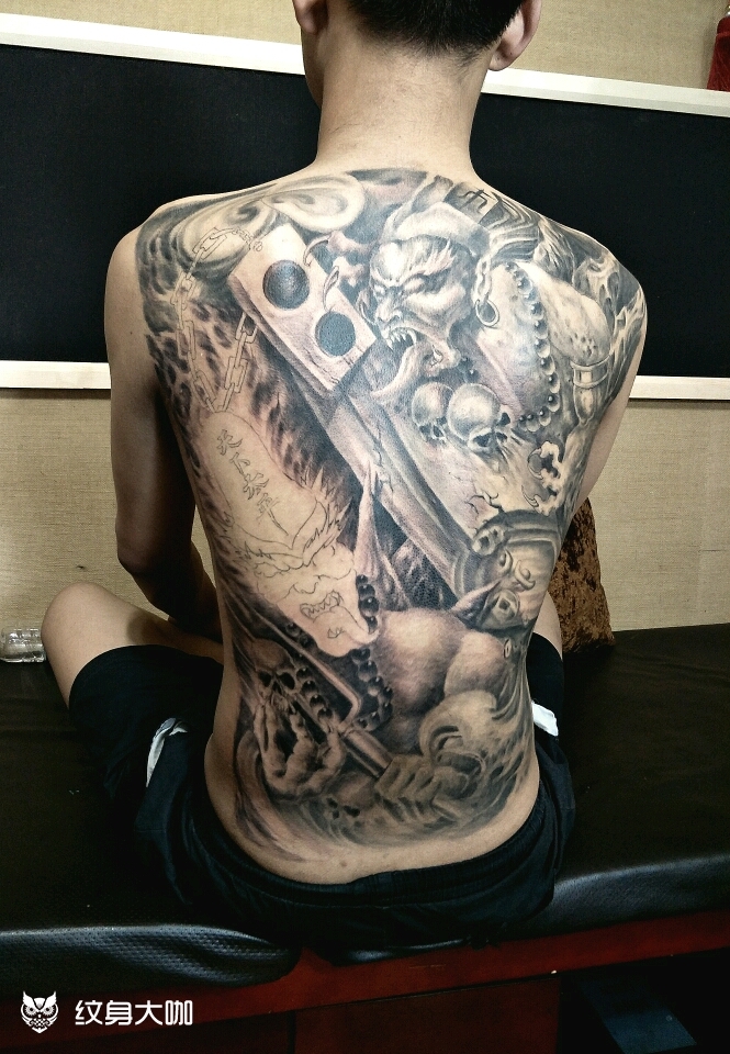 黑白无常原创设计未完成_纹身图案手稿图片_程龙的纹身作品集