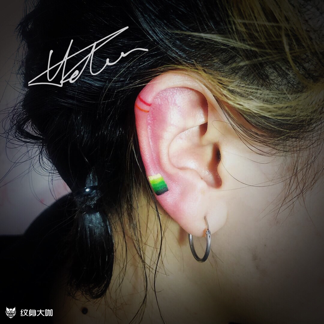 耳朵彩线_纹身图案手稿图片_李慧的纹身作品集