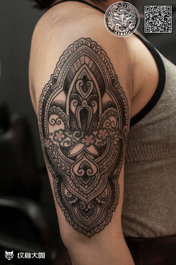 大臂曼陀罗_纹身图案手稿图片_白首16的纹身作品集