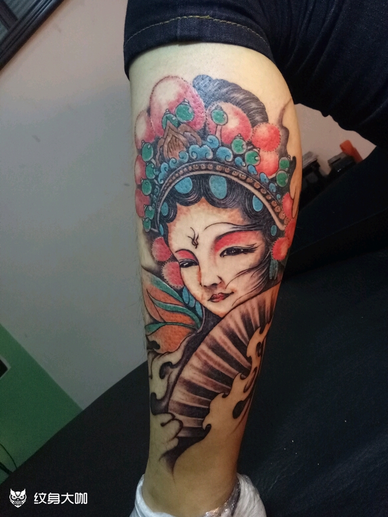 小腿花旦_纹身图案手稿图片_张建勇的纹身作品集