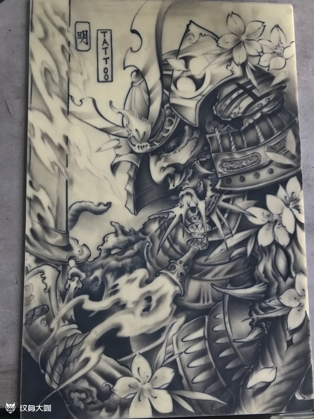 鬼武士_纹身图案手稿图片_阿明的纹身作品集