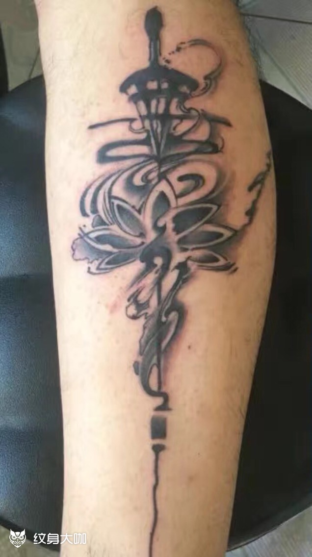 青莲古灯_纹身图案手稿图片_纹刺部落小龙的纹身作品集