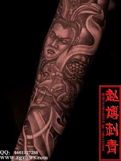 赵云包花臂纹身_纹身图案手稿图片_赵博的纹身作品集