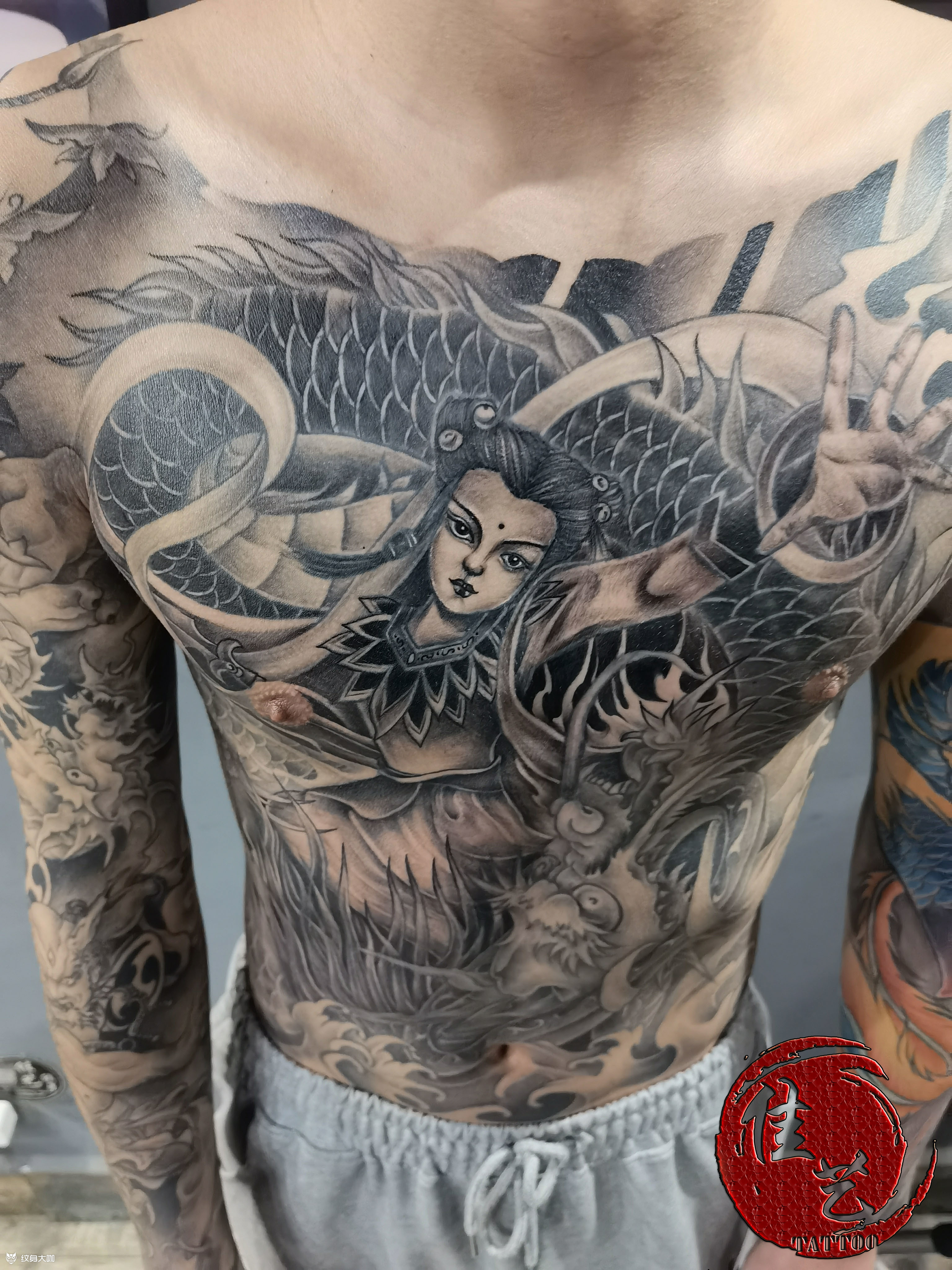 哪吒降龙遮盖,修改,添加,断_纹身吧社区 - 纹身大咖