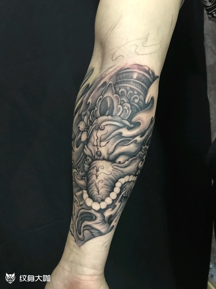 花臂之小臂象神_纹身图案手稿图片_墨 白的纹身作品集