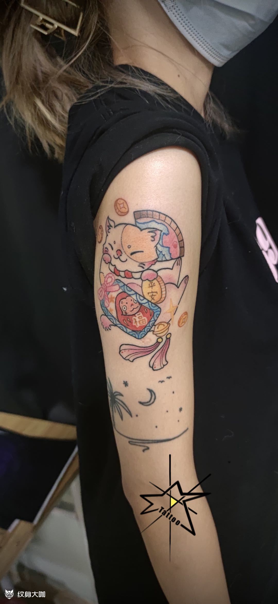 招财猫_纹身图案手稿图片_酉良的纹身作品集