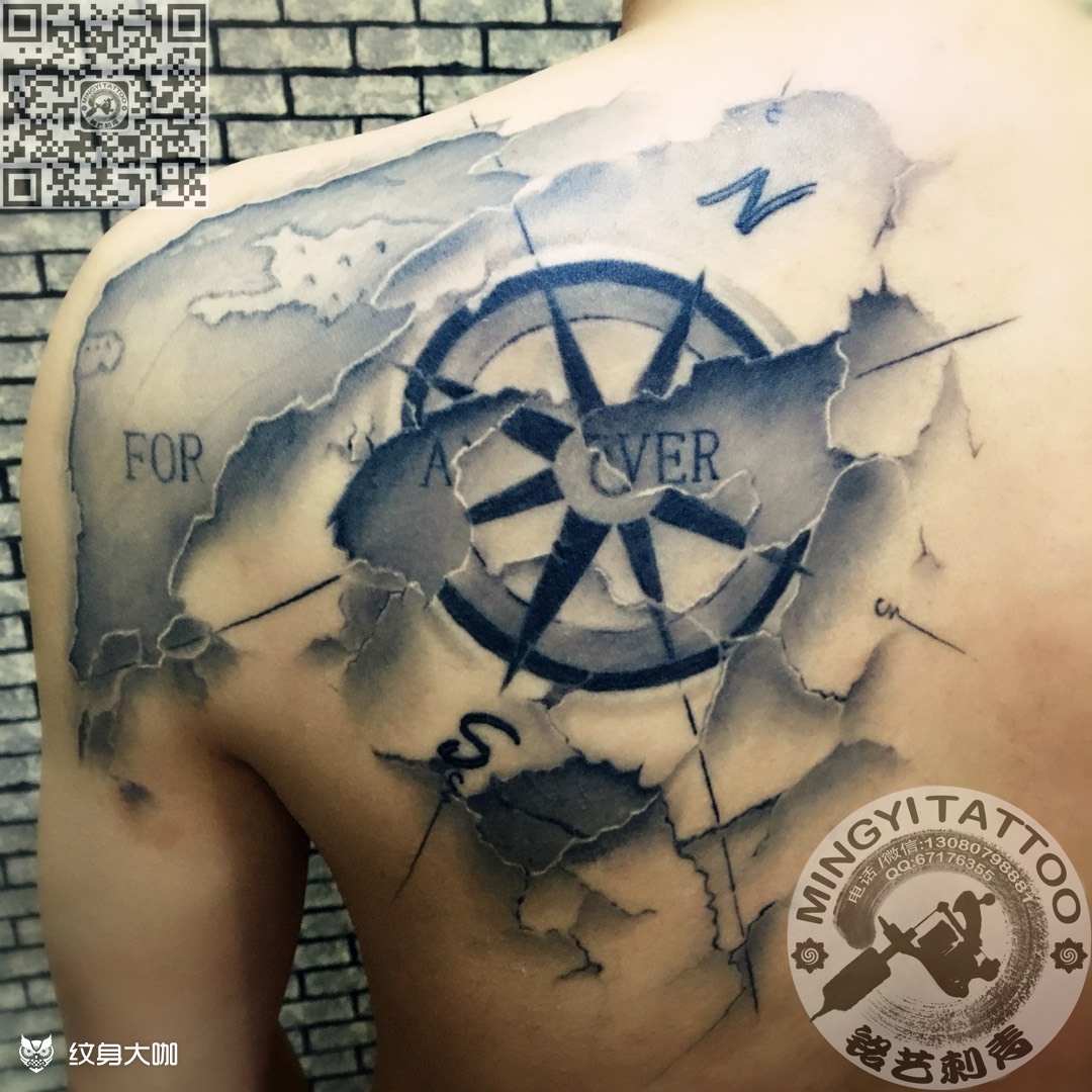 撕裂的《航海图》_纹身图案手稿图片_mingyi团队的纹身作品集