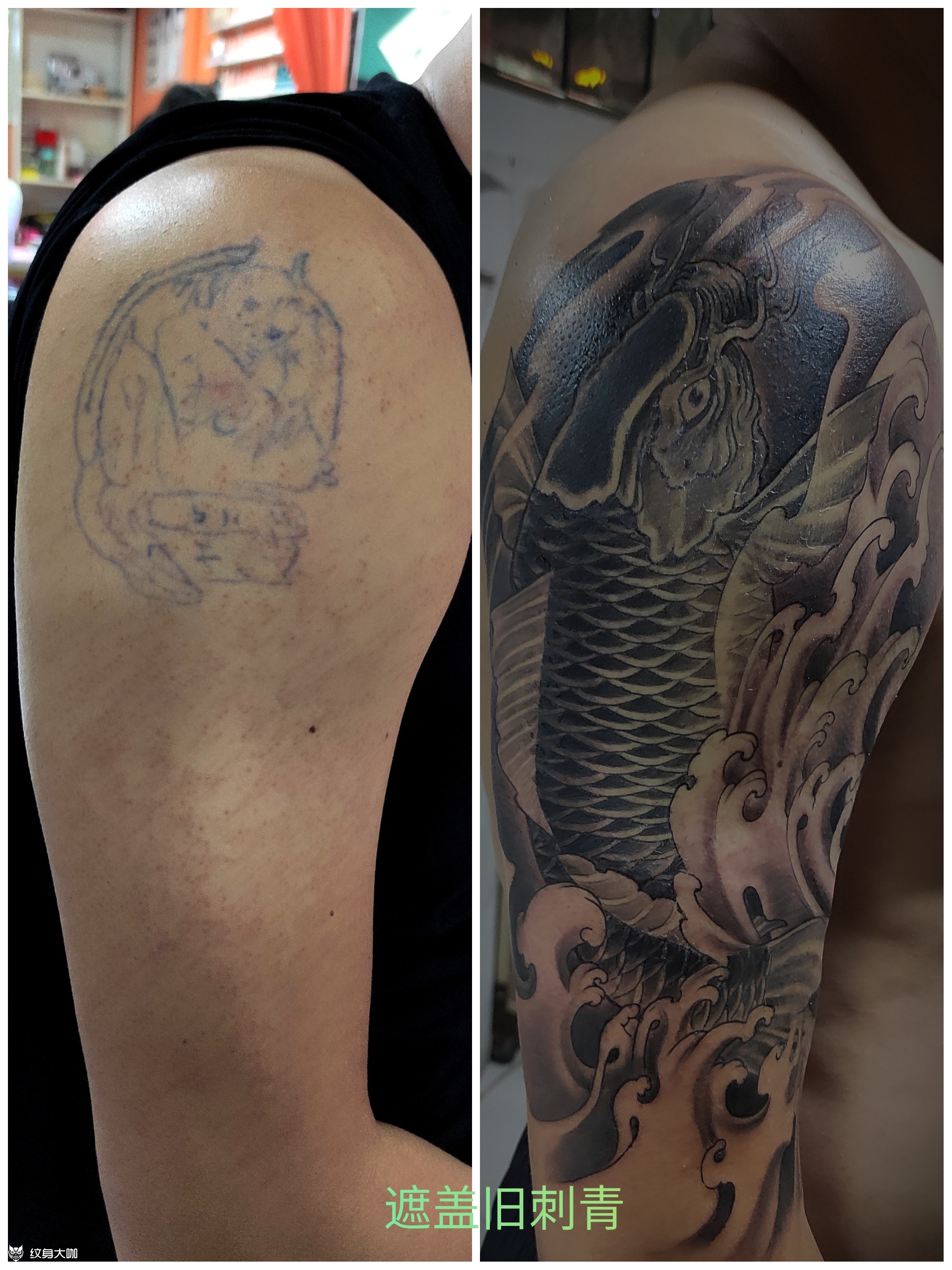 鲤鱼遮盖旧刺青_纹身吧社区 - 纹身大咖