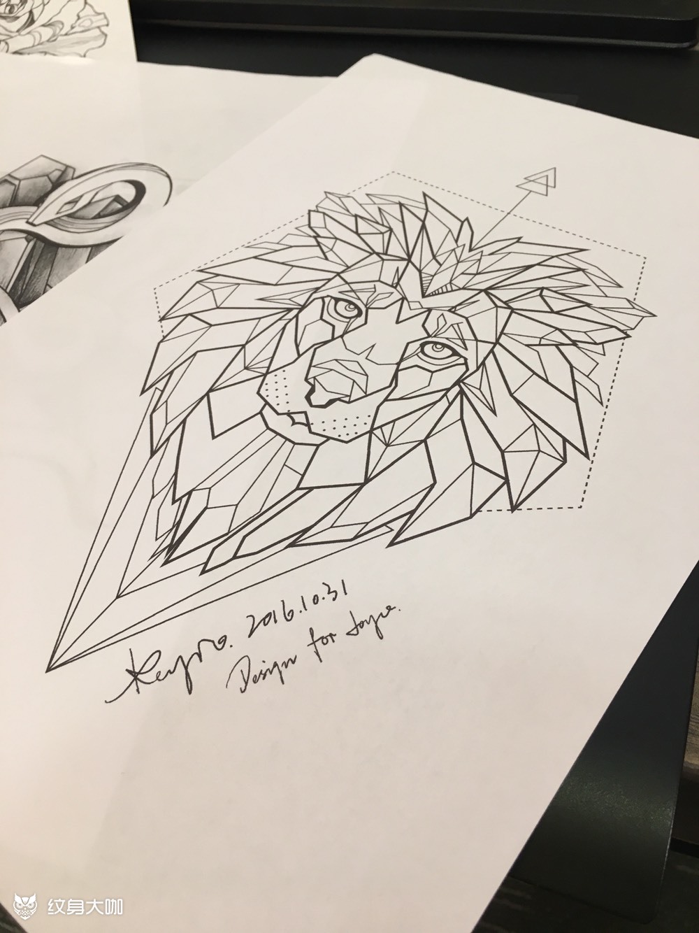 几何线条狮子_纹身图案手稿图片_keyro的纹身作品集