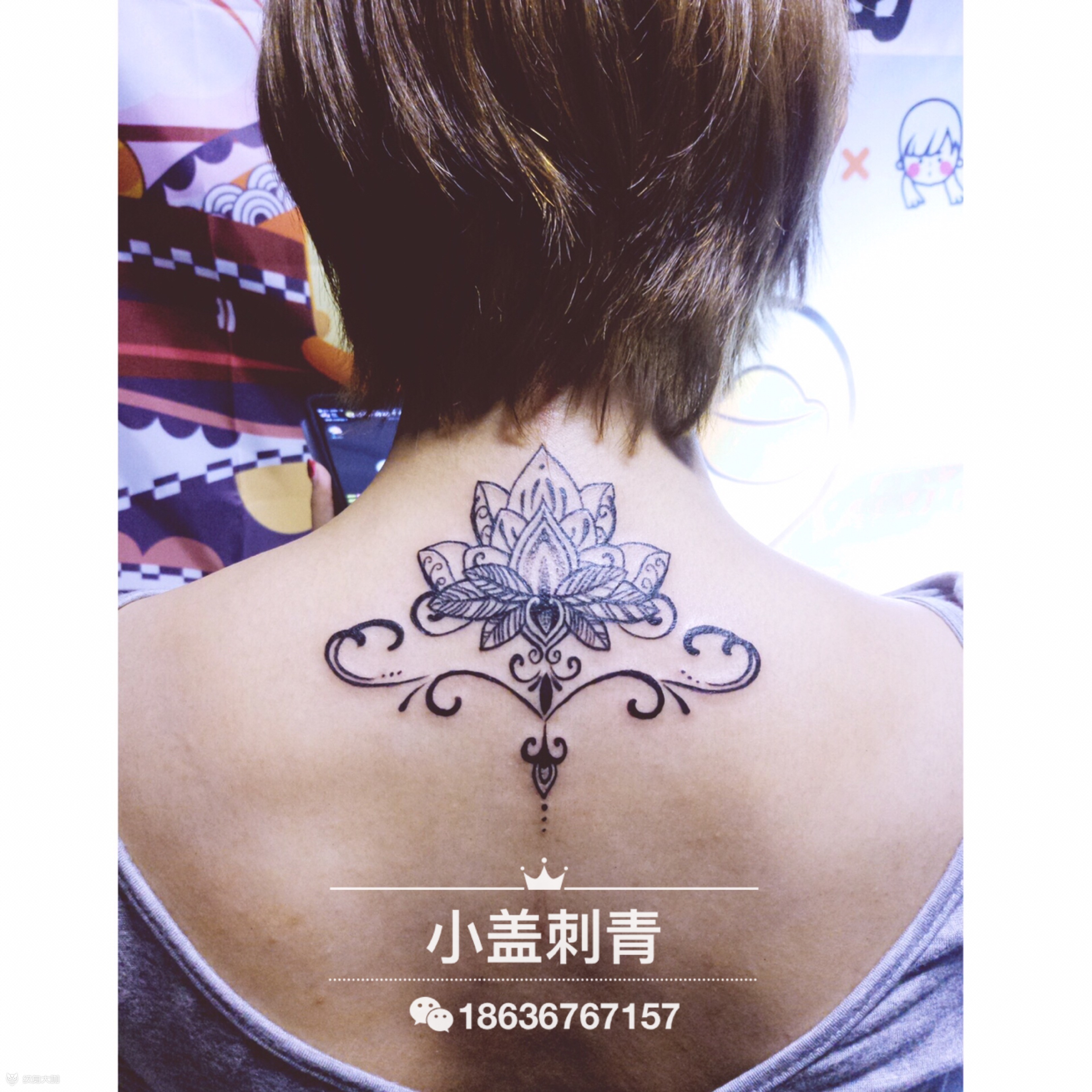 后背繁花_纹身图案手稿图片_盖嘉怡的纹身作品集