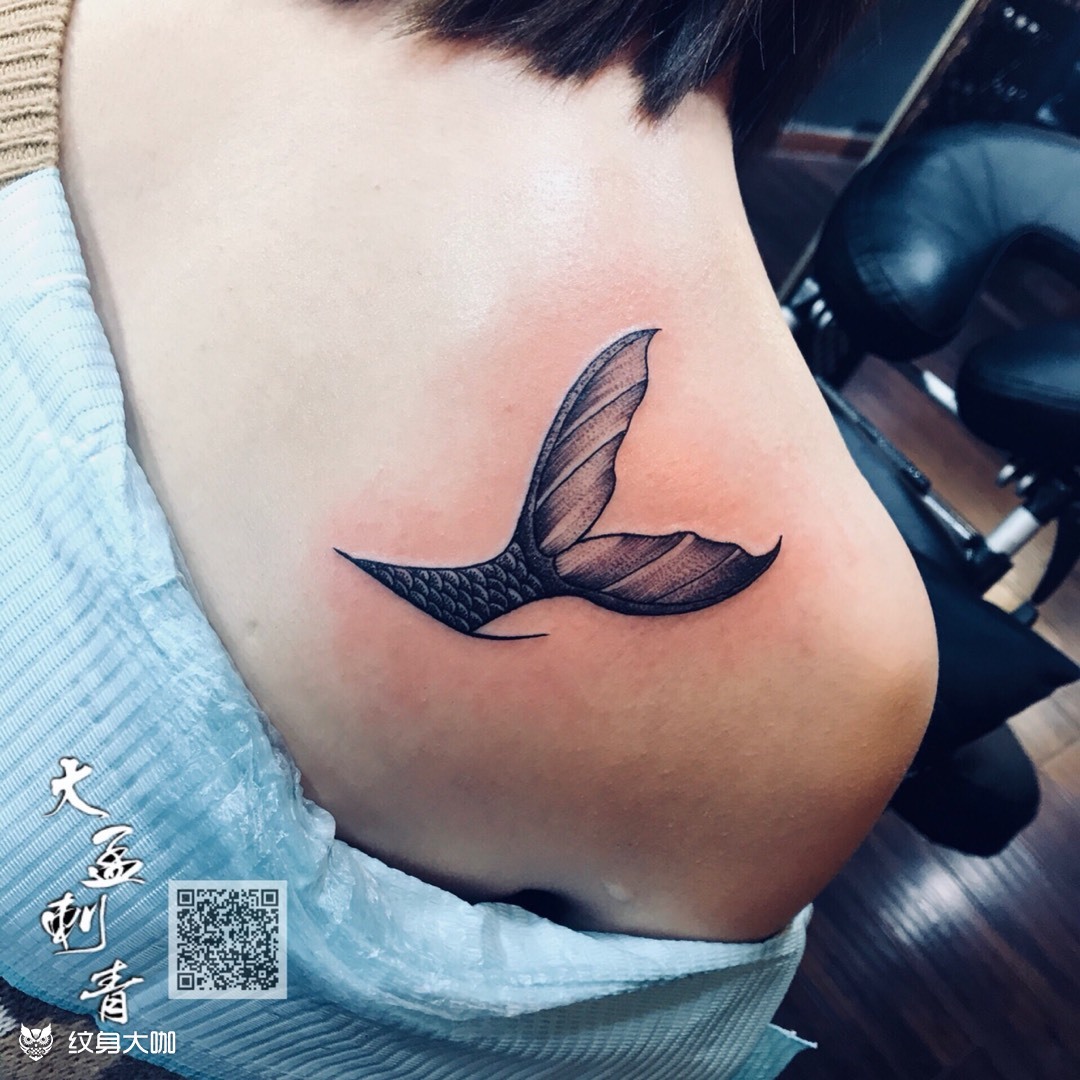 肩胛骨鱼尾_纹身图案手稿图片_静阿静90的纹身作品集