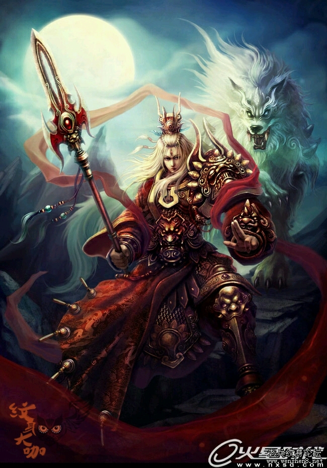 二郎神_纹身图案手稿图片_紫龙的纹身作品集