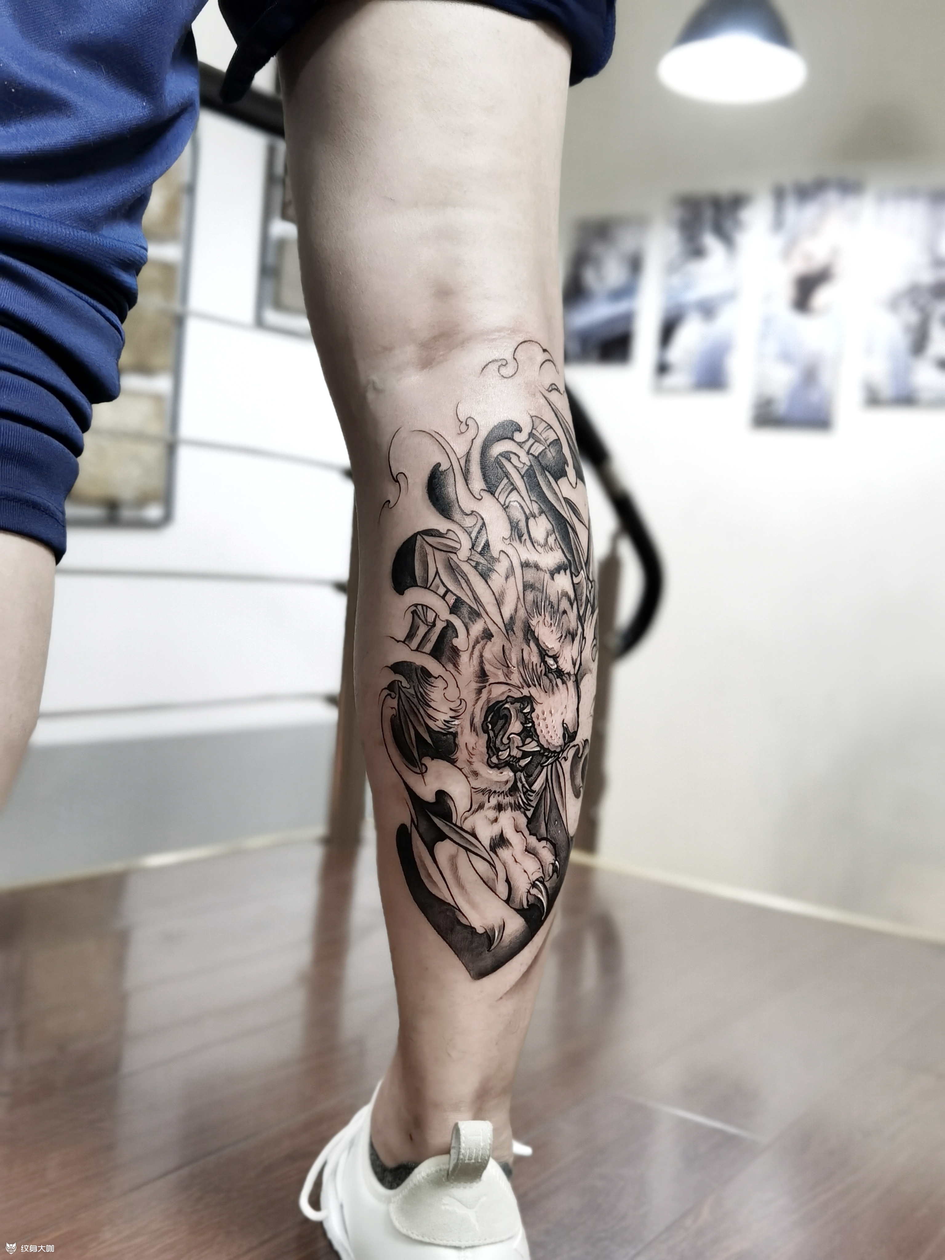 传统老虎 小腿【风格】新传统_纹身吧社区 - 纹身大咖