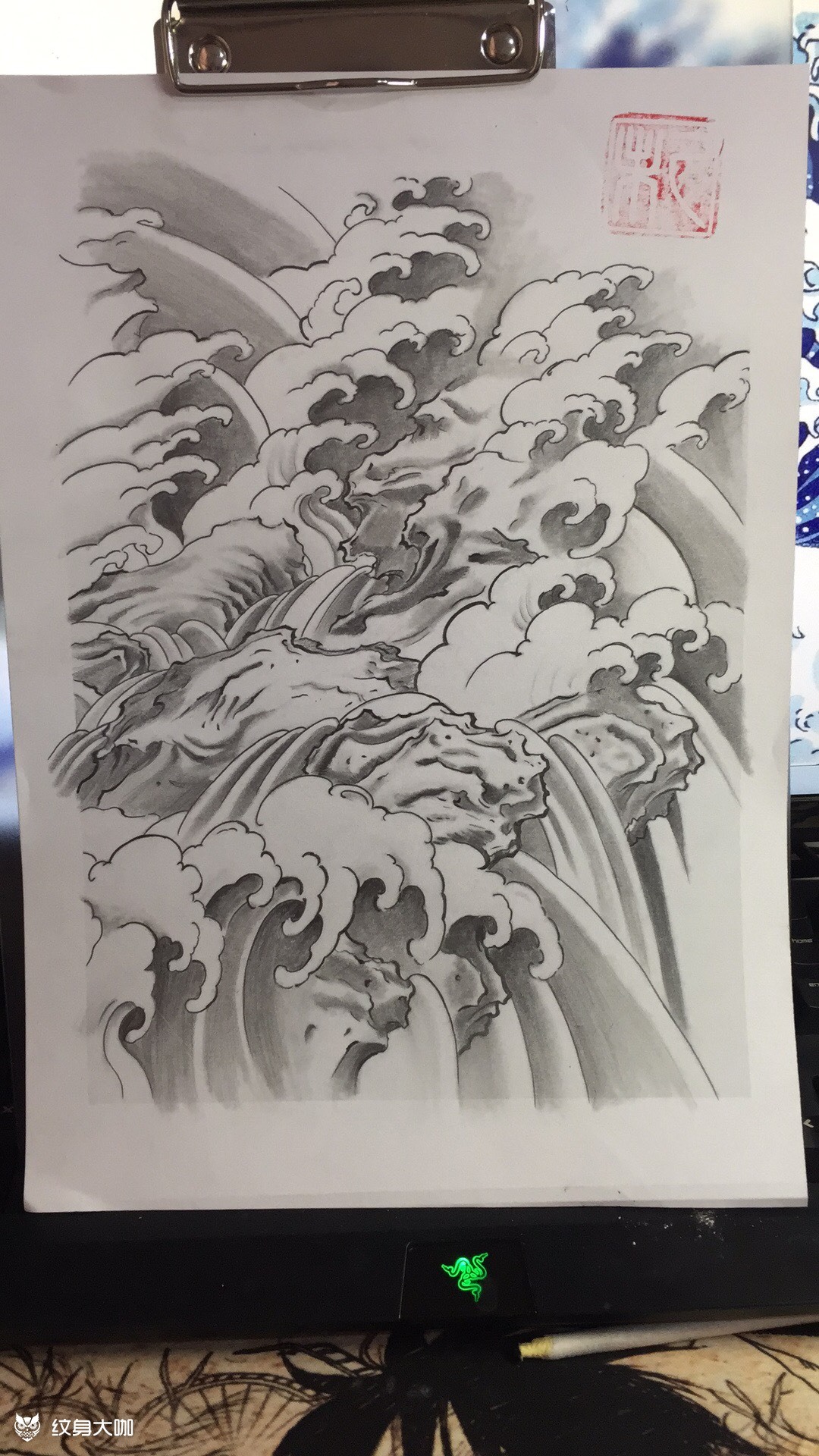 山水画_纹身图案手稿图片_赵健的纹身作品集