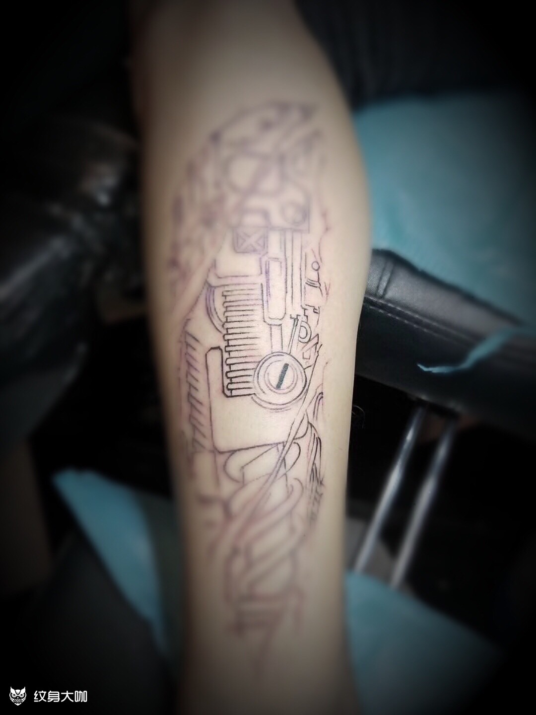 机械腿_纹身图案手稿图片_高星奇的纹身作品集