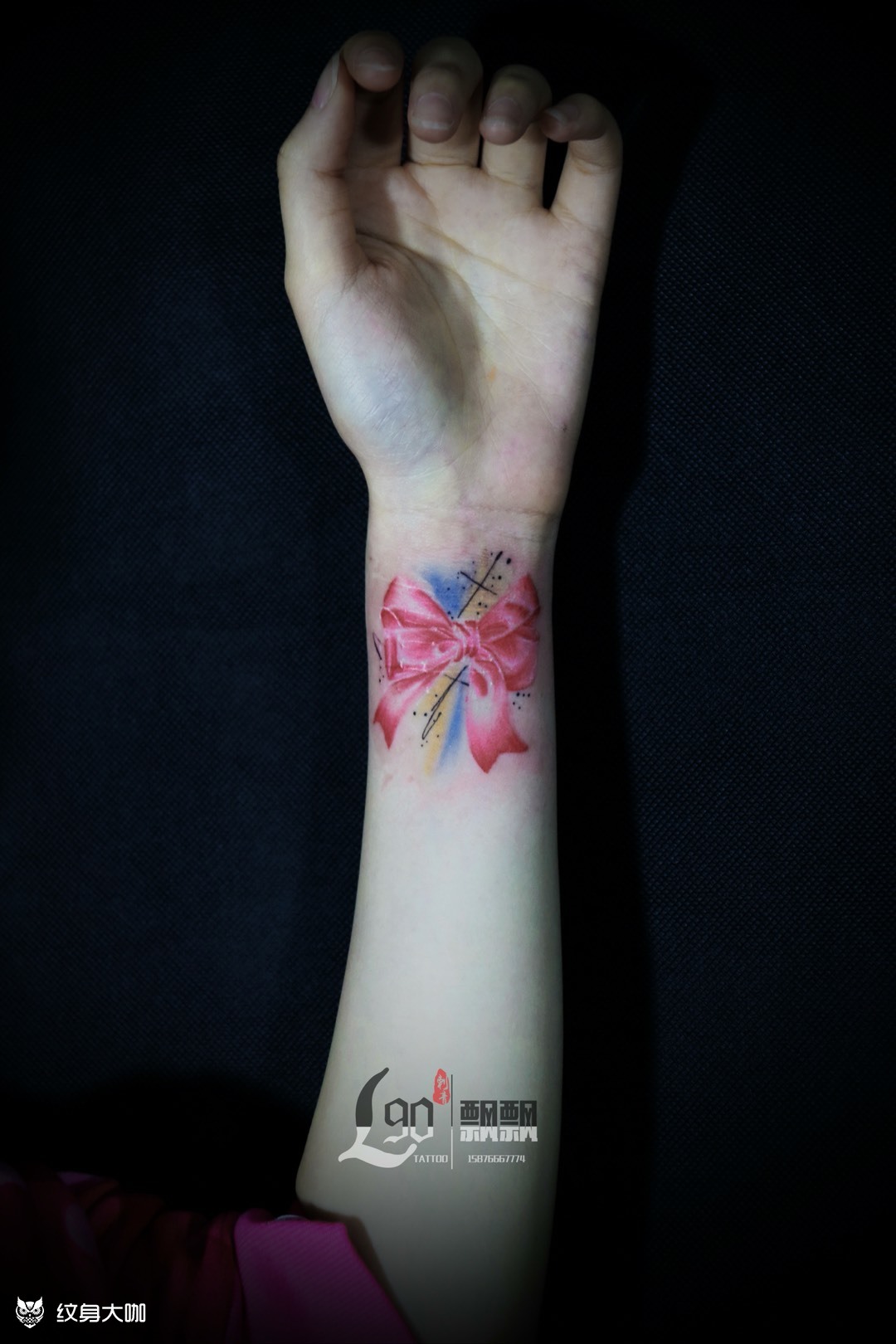 蝴蝶结遮盖伤疤_纹身图案手稿图片_飘飘(不约未成年)的纹身作品集