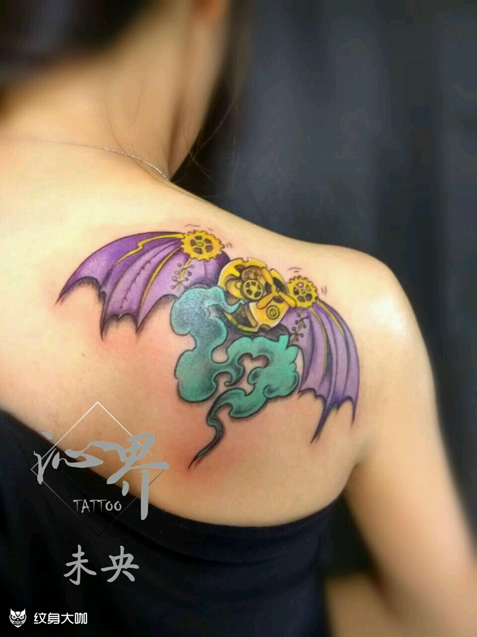 机械翅膀 彩色_纹身图案手稿图片_未央的纹身作品集