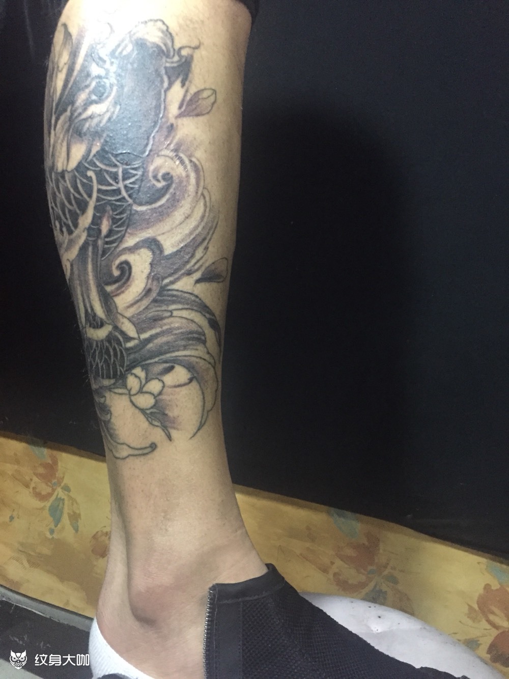 小腿發財鯉魚_紋身圖案手稿圖片_武強-道義tattoo的紋身作品集