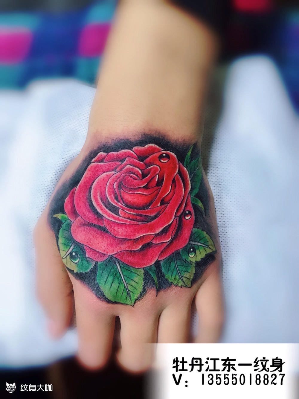 手背玫瑰花_纹身图案手稿图片_陈高峰的纹身作品集